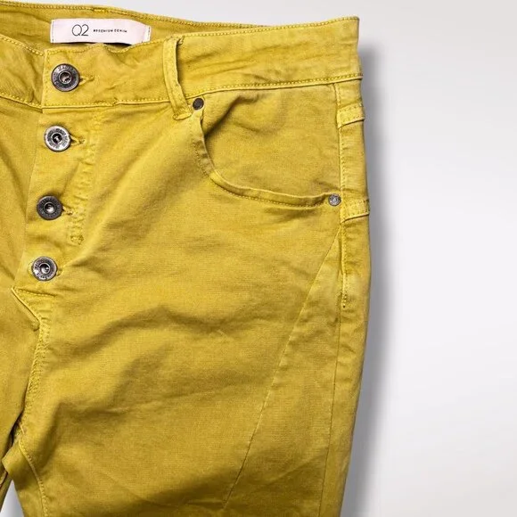 Q2 Yellow High Rise Skinny Jeans Button Fly Size 6 - Picture 4 of 9
